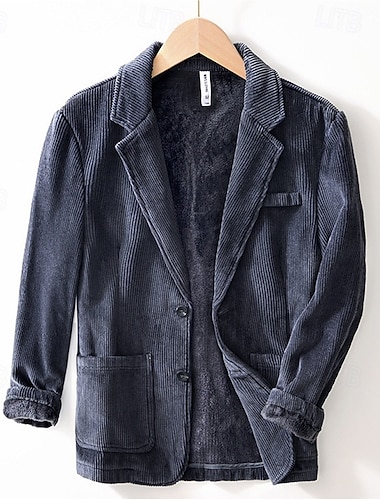  Miesten Vakosamettitakki Lovikaulus Vintage Muoti Ulkoilma Yhtenäinen Blazer Sininen Kahvi Harmaa Räätälöity istuvuus Yksiriviset kaksinappia