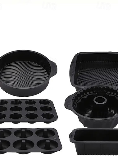  6 kpl silikonista valmistettu leivontatyökalusarja, korkean lämpötilan kestävä uunipelti, kakkupaahtoleipä, keittiön leivontamuotti, leivontatarvikkeet