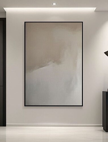  set di 2 opere d'arte decorative wabi-sabi, arte murale astratta grigia, pittura astratta beige, pittura minimalista marrone, arte con tonalità terra strutturata