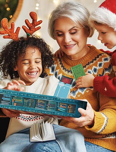  Νέο μίνι στολίδι βιβλίου για το 2025, ημερολόγιο δώρων για τους λάτρεις της λογοτεχνίας με δώρο 24 τόμων, επαναχρησιμοποιήσιμο δώρο για τους λάτρεις των βιβλίων με αντίστροφη μέτρηση για την