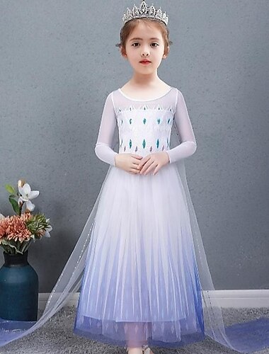  נסיכות אלזה שמלות שמלת ילדה פרח A- קו תחתוניות קוספליי שמלת חופשה תחפושות משחק של דמויות מסרטים for בנות בגדי ריקוד ילדים חג המולד קרנבל נשף מסכות חתונה אורחת חתונה