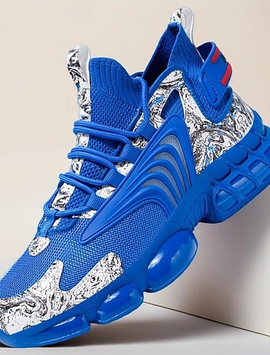  herre blå og sølvfargede sportssko – høytytende løpesko med dynamisk design, ideelle for en aktiv livsstil og utendørsaktiviteter