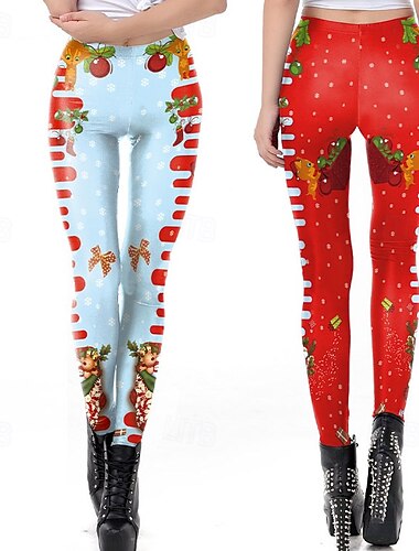  Άγιος Βασίλης Ξωτικό Παντελόνια Κολάν Γυναικεία Χριστούγεννα Καθημερινάρούχα Ενήλικες Χριστούγεννα Μασκάρεμα παραμονή Χριστουγέννων Χριστούγεννα Πάρτι Παντελόνια