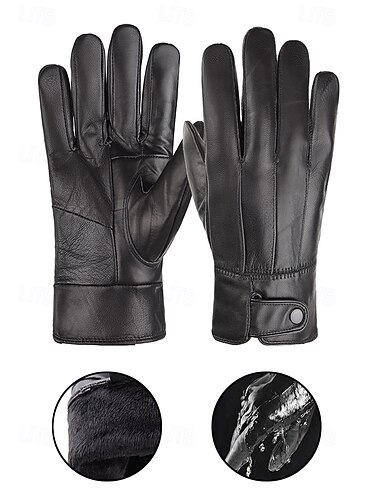  Herrenhandschuhe aus Schaffellleder – wasserdicht, mit Fleece gefüttert für Wärme, stilvoll und praktisch für winterliche Outdoor-Aktivitäten