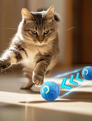  כדור צעצוע אינטראקטיבי לכלבים, מתאים לגורים, כלבים קטנים ובינוניים וחיות מחמד/חתולים. מתחיל אוטומטית, מעורר, מבדר ועוזר להילחם בשעמום. כדור מתגלגל וחורק עם אור