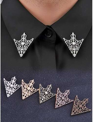  Broche masculino de liga metálica para ponteiras de colarinho – design vintage elegante com detalhes em cristal, disponível em várias cores, perfeito para eventos formais e trajes de negócios.