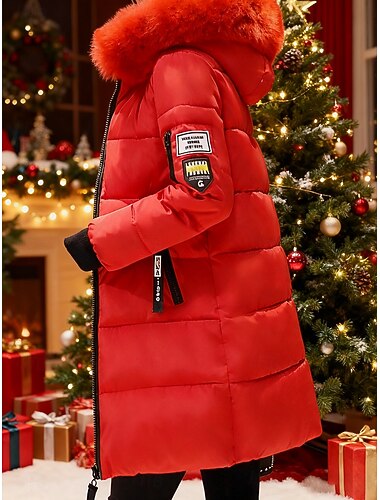  בגדי ריקוד נשים מעיל חורף מעיל קפוצ'ון מעיל פרקה שמור על חום הגוף נוח רוכסן כיס פעיל יום יומי אחיד חג מולד בָּחוּץ חופשה לבוש יומיומי ארוך עם קפוצ'ון רגיל שרוול ארוך הלבשה עליונה שחור לבן ורוד מסמיק