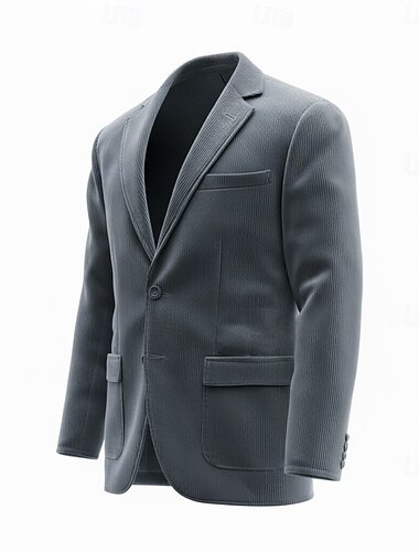  Męskie Kurtka sztruksowa Kołnierz z wycięciem Zabytkowe Klasyczny Na zewnątrz Prążki Blazer Czarny Burgundowy Szary Dopasowana Jednorzędowy Dwa guziki