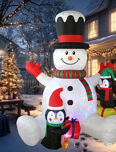  2,2 m/7,22 stop vánoční nafukovací dekorativní vzduchový model s LED světlem, sněhulák, tučňák, vnitřní i venkovní nádvoří, trávník, párty, dekorativní světelné rekvizity