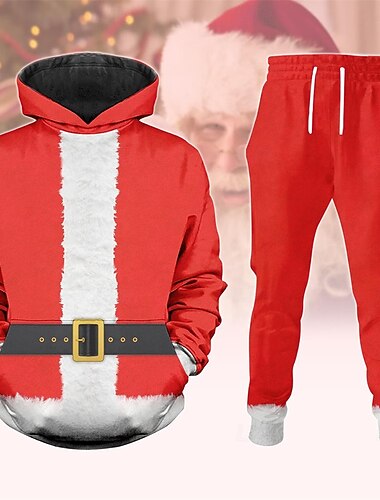  Γραφικά Σχέδια Φουσκωτό μακρύ Σύνολα Φούτερ με Κουκούλα Φόρμα Άγιος Βασίλης Γραφικό για Για Ζευγάρια Ανδρικά Γυναικεία Ενηλίκων 3D εκτύπωση για Χριστούγεννα Απόκριες Μασκάρεμα Πάρτι Φεστιβάλ