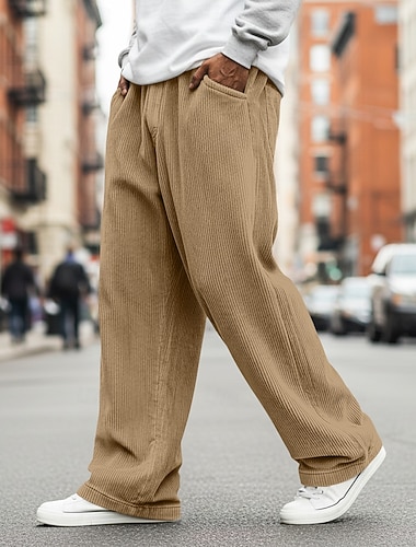  Herren Hose Cordhose Baggy-Hosen Freizeithose Gerade geschnittene Sweatpants Kordelzug Einfarbig Komfort Volle Länge Outdoor Lässig Täglich Mode Klassicher Stil Schwarz Weiß Mikroelastisch