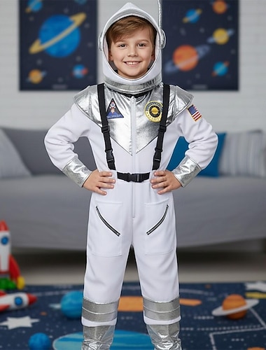  Ausgefallene Kostüme Overall Uniform Astronaut Cosplay-Kostüm Kinder Jungen Mädchen Halloween Karneval Party Leistung Verkleiden