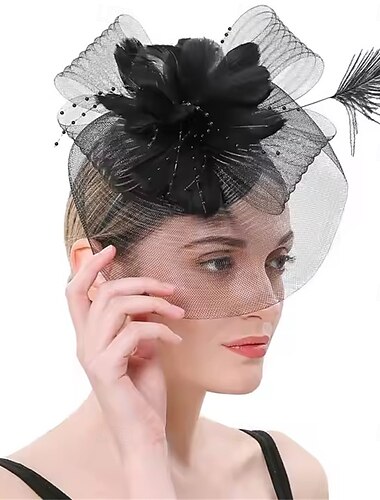  Stroik Pióro Kapelusz Fedora Ślub Herbaciane przyjęcie Wyścigi konne koktajl Elegancja Zabytkowe Śłodkie Z Pióro Winieta Nakrycia Głowy