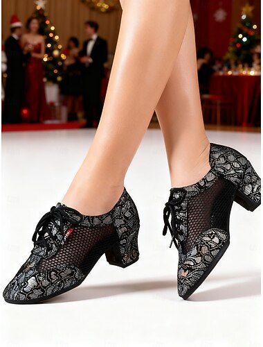  Dámské boty na společenské tance z pravé kožené síťoviny - prodyšné profesionální podpatky na latinskoamerické/moderní tance pro dámy, lehká obuv pro výkonnostní tanec
