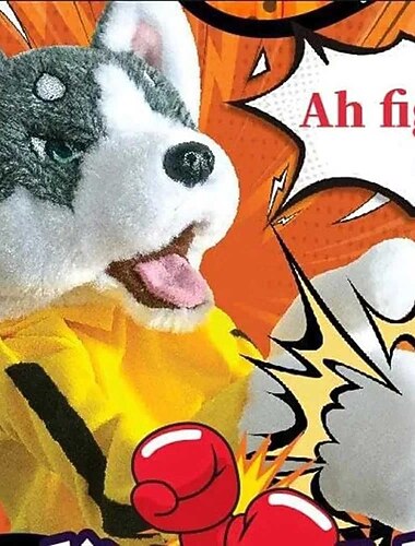  حيوانات قطيفة تفاعلية على شكل كلب ملاكمة دمية يد هاسكي لعبة قطيفة قفاز للعب المضحك وهدية للأطفال قطعة واحدة