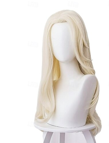  cosplay paruka cosplay paruka elsa frozen ii kudrnatá asymetrická paruka blond velmi dlouhá světlá blond syntetické vlasy 26 palcové dámské anime módní design cosplay blond halloween paruky