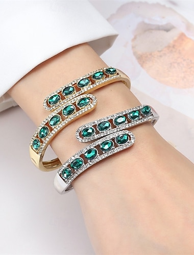  Bracelet Le style rétro Zircon Forme de Lettres ancien Artistique Bracelet Bijoux Argent Doré Rond pour Mariage Soirée Fiançailles Bal de promo