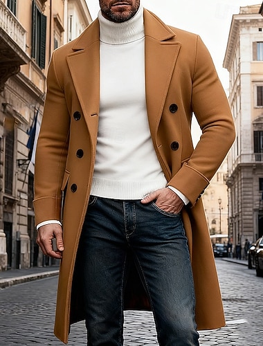  Per uomo Cappotto Invernale Cappotto Trench lungo Trench All'aperto Casuale Autunno Inverno Poliestere Calore Termico Capispalla Abbigliamento Classico Semplice Tasca Collo a Lancia