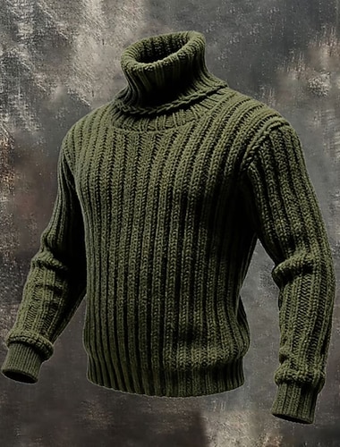  Herren Pullover Strickpullover Gerippt Stricken Normale Oberteile Gestrickt Einfarbig Rollkragen Mode Streetwear Lässig Alltagskleidung Bekleidung Herbst Winter Schwarz Rot M L XL