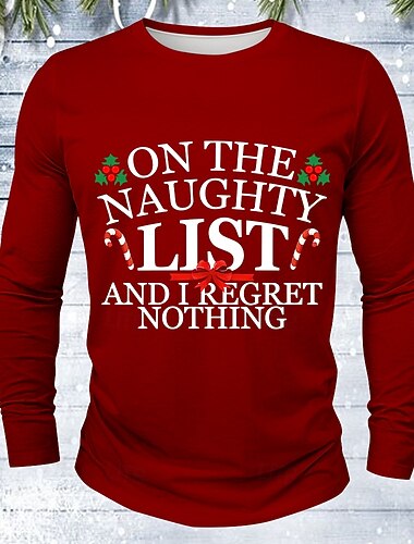  Noël Homme Père Noël Drôle T-shirt manche longue T-shirt Impression 3D Col ras du cou Chemise Mode Basique 3D Rue Occasionnel Quotidien Bleu Noir Rouge Été Printemps Vêtement Tenue S M L XL XXL XXXL