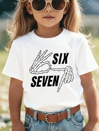  Dla obu płci Dla dziewczynek 3D Graficzny Zabawny slang 67 Podkoszulek T-shirt Krótki rękaw Druk 3D Lato Wiosna Sport Moda Moda miejska Dzieci 4-12 lat Półgolf Na zewnątrz Codzienny Regularny