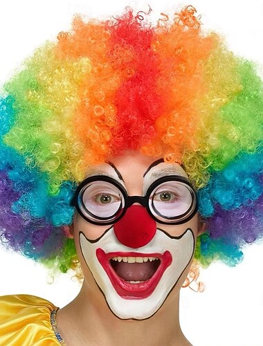  Karnevalsperuk 2026 Röd Blå Lila Lockigt Afro Korta Syntetisk festivalperuk Mardi Gras Parad Cosplay-dräkthår för Herr
