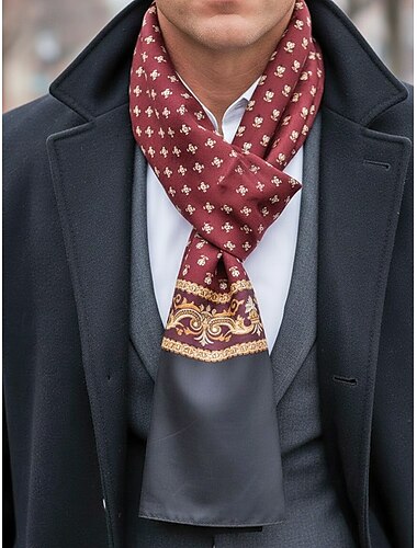  Polyester herensjaal met paisley-bloemenprint – elegant ontwerp, meerdere kleurmogelijkheden voor formele en informele gelegenheden