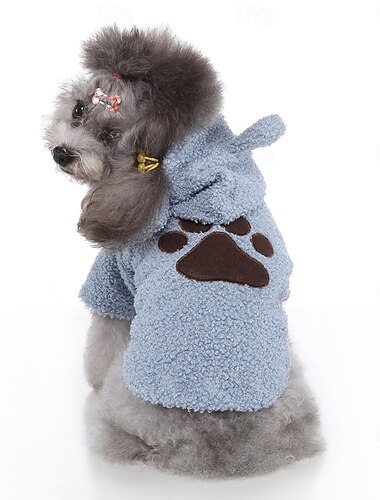  Уютная зимняя толстовка для собак - синяя толстовка из шерпы для маленьких собак &кошки - согревают домашних животных & счастливый