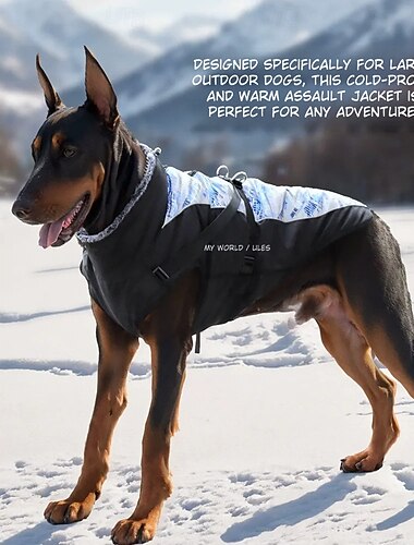  معطف دافئ للكلاب، معطف شتوي مقاوم للماء للجرو مع أبازيم عاكسة قابلة للتعديل، سترة ثلج للحيوانات الأليفة، سترة من الصوف للكلاب المتوسطة والكبيرة