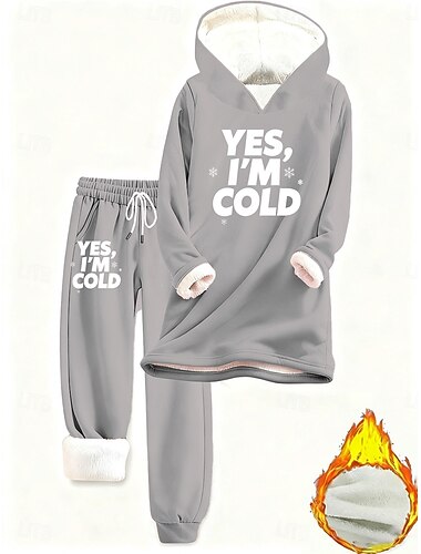  Γυναικεία Καθημερινά Στυλάτο Σετ δύο τεμαχίων Φόρμα Σετ παντελονιών Μακρυμάνικο Με Κουκούλα Γραφική Γράμμα Κορδόνι Στάμπα Causal Καθημερινά Θαλασσί Μαύρο Ανθισμένο Ροζ Φθινόπωρο Χαλαρή Εφαρμογή