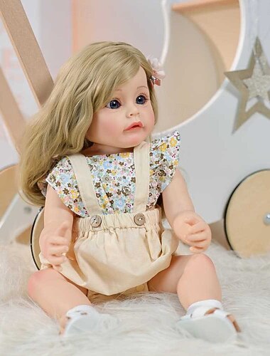  Bambole neonate rinascimentali - bambola realistica di 22 pollici a corpo morbido ragazza dolce ragazza bionda sveglia bambola in silicone reale bambole di vita reale con scatola regalo per bambini