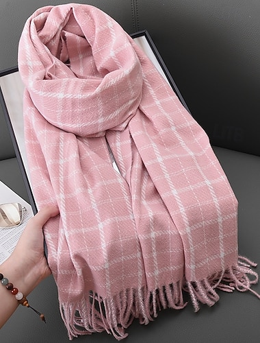  Damen Rechteckiger Schal Infinity-Schal Outdoor Straße Täglich Rosa Schal Karomuster