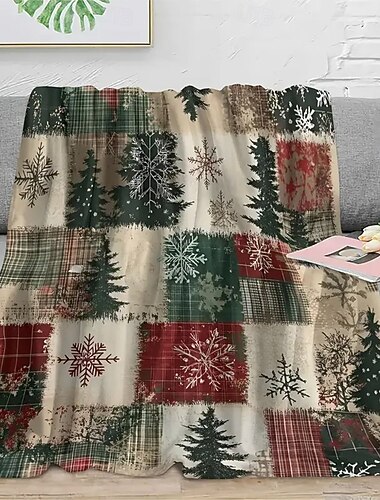  Christmas Peitto Fleece-peitot Heittohuopa sohvalle Skottiruudutus Joulukuusi Uutuus Hauska söpö tyyli Rustiikki 3D Sohva Sänky Koristeellinen peitto Lämmin peitto Elokuva Kodin sisustus