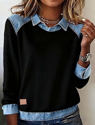  Dámské Halenka Slátanina Bez vzoru Vinobraní stylové Dlouhý rukáv Košilový límec Běžné topy Denní Dovolená Jdeme ven Černá Žlutá Rubínově červená Hnědá Tmavě šedá Podzim Zima