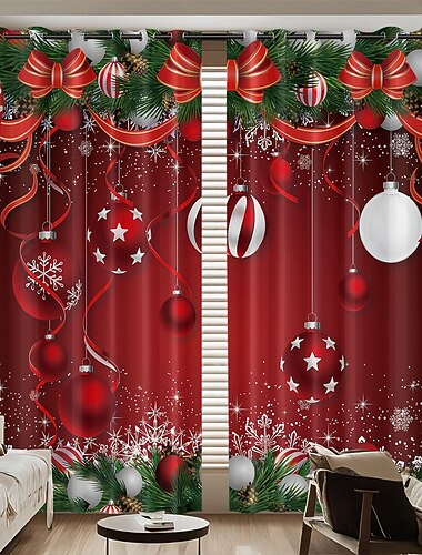  joulupallokoristeet lämpöeristetyt verhot, lomaparvekkeen ikkunaverhot olohuoneeseen ja ulkoterassille, juhlava kodinsisustus
