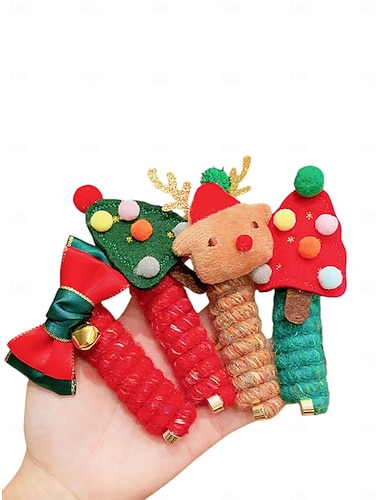  Weihnachts-Haarschmuck-Set für Kinder mit Weihnachtsmütze, Rentier und Weihnachtsbaum-Motiven, erhältlich in mehreren Farben für Weihnachtsfeiern und festliche Anlässe