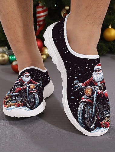  Zapatillas navideñas de Papá Noel para hombre con estampado divertido de cerveza y la frase "¡Jo, jo, sujétame la cerveza!". Son transpirables y fáciles de poner, ideales para fiestas y regalos