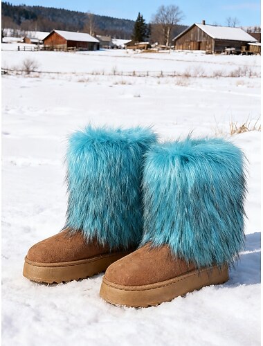  női piros műszőrme téli csizma – kényelmes hótaposó puha béléssel, kényelmes téli sétákhoz és hideg időben viselt hétköznapokra