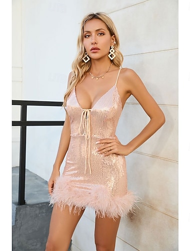  Roupa de Dança Samba Penas  Pelagem Lantejoulas Fantasia de Performance para Feminino Sem Mangas Fantasia de Performance em Poliéster