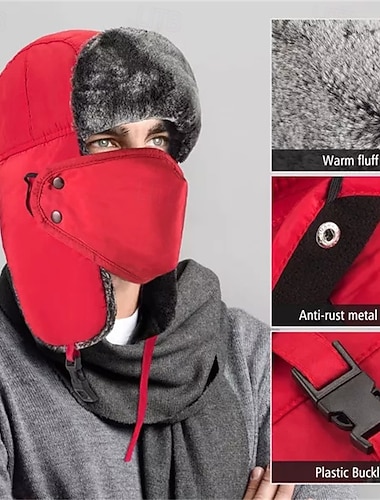  Wintermützen für Damen und Herren, Winter-Trappermütze, Uschanka, Ohrenklappen, Kinnriemen und winddichte Maske.