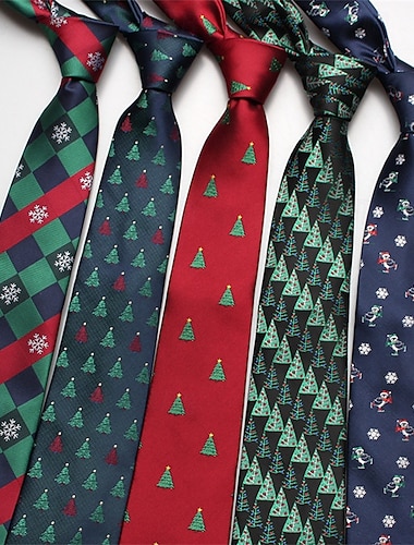  Муж. Галстуки Рождественский галстук Мода Классика Современный современный В клетку Новогодняя ёлка С узором Рождество Для вечеринки / ужина