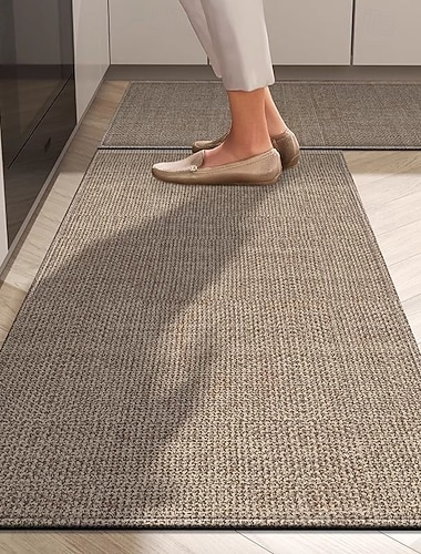  廊下やキッチン用のランナーラグ、北欧風、シンプルなリネン製フロアマット、吸水性、滑り止め、洗える、丈夫なカーペット、汚れに強い、玄関ラグ、家庭用、浴室、寝室の装飾用