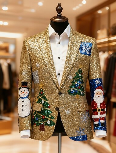  Χριστούγεννα Ανδρικά Άγιος Βασίλης Χιονάνθρωπος Μπουφάν μπλέιζερ Παλτό Άνετο Καλλιτεχνικό Καθημερινό Βραδινό Ρούχα για Πάρτυ Καθημερινά Φεστιβάλ 3D εκτύπωση Κουμπιά Φθινόπωρο & Χειμώνας Εγκοπή