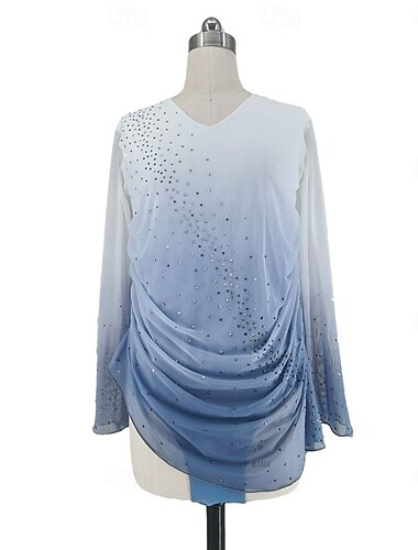  Kunstschaatstopje Voor heren Jongens Schaatsen Tops Wit Lapwerk Spandex Hoge Elasticiteit Opleiding Professioneel Wedstrijd Kunstschaatskleding Klassiek Kristal / Bergkristal Lange mouw Schaatsen