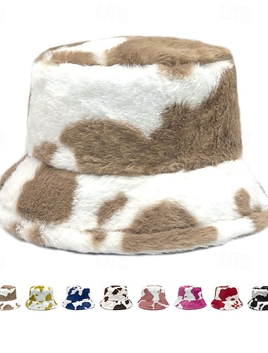  Damen Hut Eimerhut Winddicht Warm Alltagskleidung Wochenende Fleece Farbblock