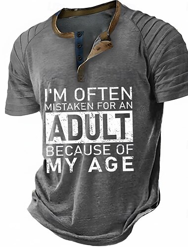  Муж. Забавный сленг Рубашка Хенли футболка реглан С короткими рукавами Мода Оригинальный рисунок На каждый день на открытом воздухе Отпуск Повседневные Лето Весна Весна лето