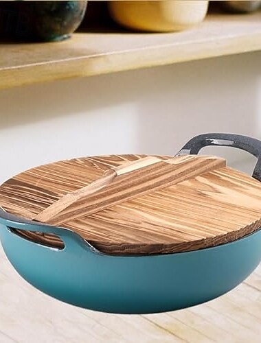  støpejernsgryte, solid suppegryte til husholdningsbruk, universelle kjøkkenapparater med trelokk, induksjonskoketopp for hjemmet