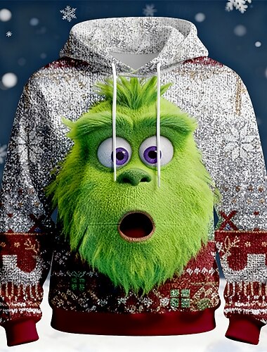  Noël Homme Père Noël Sweat à capuche Sweatshirt Mode Quotidien Occasionnel Col ras du cou À capuche Maison Soirée Cadeau Bleu Blanche Bleu de minuit Cordon de serrage Automne Hiver Designer S M L XL