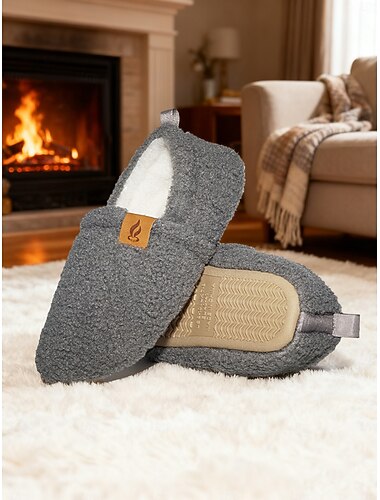  女性用テディフリース室内スリッパ - フェイクファー、ふかふかの裏地、滑り止めソールを備えた柔らかくて心地よく暖かい冬用ハウスシューズ。自宅、寝室、リラクゼーションに最適です。