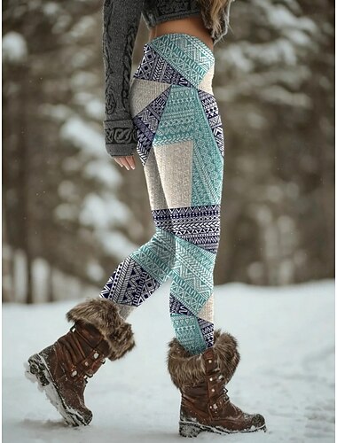  Női Leggingek Szabadság Szüret Etnikai stílus Teljes hossz Magas derék Grafika Mértani Paisley 3D nyomtatás Gyors szárítás Lélegzési képesség Mekano Nyúlós Téli Medence Sötétvörös Tengerészkék Nyár